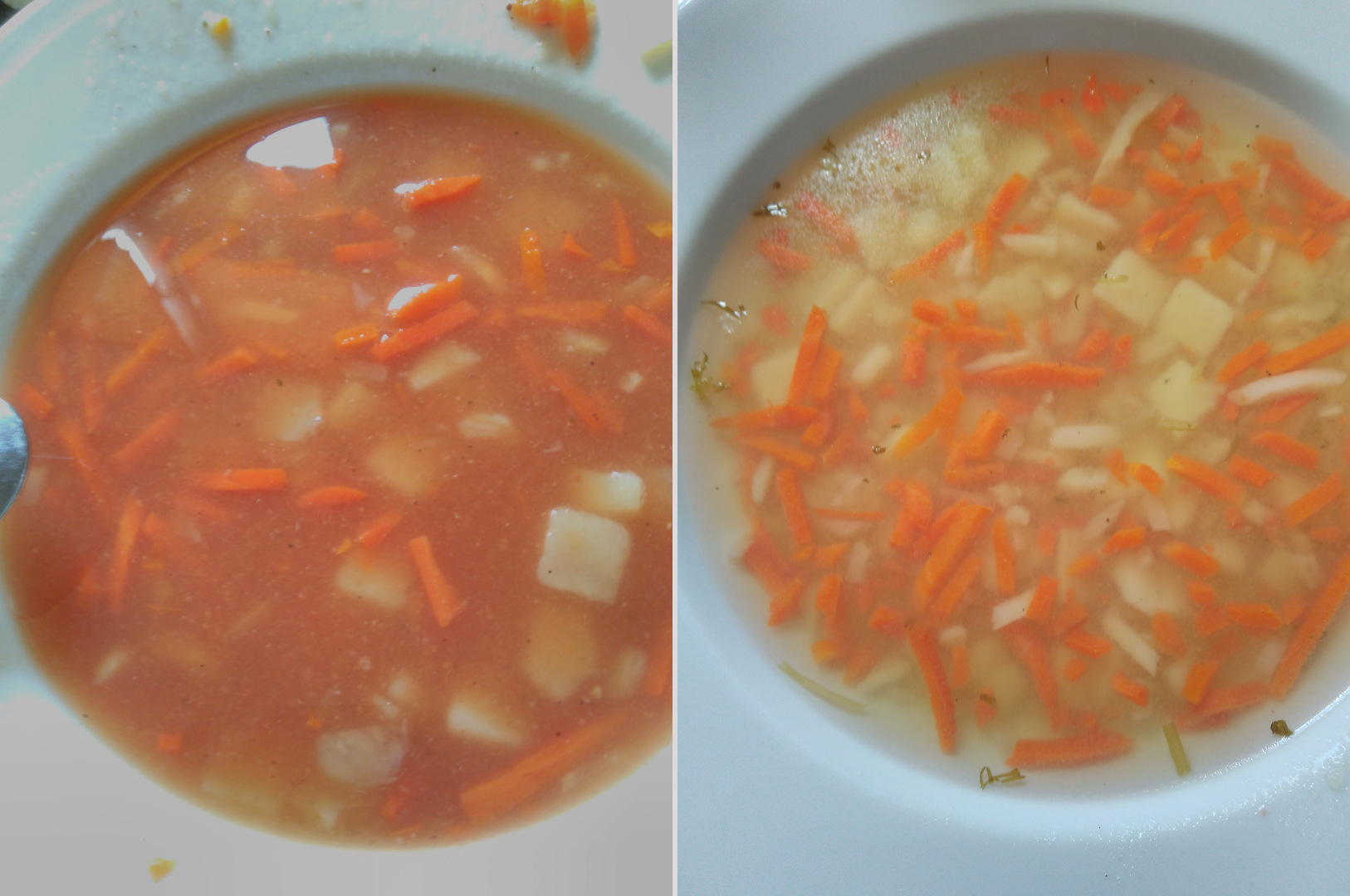 dwa talerze z zupą w której dominują marchewki